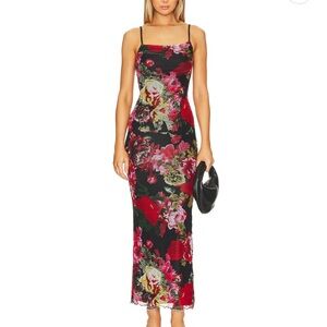 Floral Black and Red Women's Dress